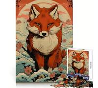 Rompecabezas japonés Antiguo Kitsune para Adultos, 1000 Piezas, Ejercicio Inteligente, Tiempo de Descanso Relajante, Bordes precisos, Regalo navideño (38x26cm)