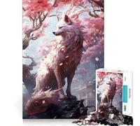 Rompecabezas japonés Blanco con Forma de Zorro Kitsune 1000 Piezas diversión Garantizada tecnología Avanzada de Corte láser Juguete de Entretenimiento para Interiores (38x26cm)