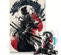 Rompecabezas japonés de 1000 Piezas con diseño de dragón samurái para Adolescentes Juguete Intelectual para la relajación Mental Corte de Calidad Regalo Ideal para Las Fiestas (38x26cm)