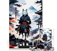 Rompecabezas japonés de 1000 Piezas con diseño de Lobo Kitsune Guerrero,Ideal para Adolescentes Desarrolla la Capacidad de razonamiento,entretenido y con Bordes limpios Regalo para el Invierno