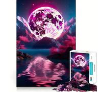 Rompecabezas japonés de 1000 Piezas con diseño de Luna Rosa para Adultos Rompecabezas Mental para la Mente Arte para armar (50x75cm)