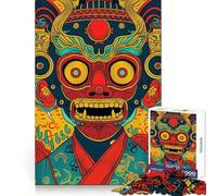 Rompecabezas japonés de 1000 Piezas con diseño de máscara Oni Yokai para Adolescentes Divertido Rompecabezas DIY con Patrones de Colores Brillantes para Decorar Paredes (50x75cm)