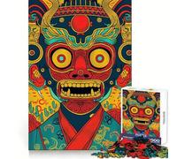 Rompecabezas japonés de 1000 Piezas con diseño de máscara Oni Yokai para Adultos Juego Relajante con Corte preciso Un desafío Divertido Decoración de Pared (38x26cm)