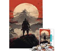 Rompecabezas japonés de 1000 Piezas con diseño de samurái y Flores de Cerezo Juego Educativo Que desafía la Inteligencia Juguetes adictivos Regalos de Amigo Invisible Regalo de cumpleaños (38x26cm)