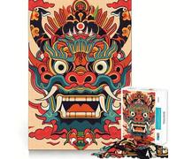 Rompecabezas japonés de 1000 Piezas con máscara de Oni Yokai para Adultos Desafío Divertido para desarrollar la Capacidad cognitiva y la conexión precisa Regalo clásico de Navidad (50x75cm)