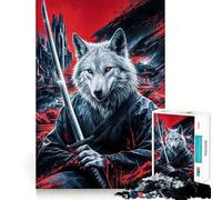 Rompecabezas japonés de 1000 Piezas de Wolf Samurai para Adultos Juego de concentración Mental Manualidad de Corte de Alta precisión Actividad para Fortalecer los Lazos Familiares y Amigos (50x75cm)