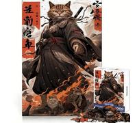 Rompecabezas japonés de 1000 Piezas Gato Samurai para Adolescentes Un Juego de ingenio para Momentos de Ocio Cierre sólido Regalo Creativo (38x26cm)