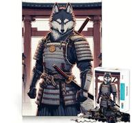 Rompecabezas japonés de 1000 Piezas Guerrero Samurai Lobo,Juego de ingenio de Alta precisión,Troquelado,pasatiempo Fascinante para Momentos de Ocio (38x52cm)