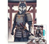 Rompecabezas japonés de 1000 Piezas Guerrero samurái Lobo Juego práctico para ejercitar la Mente y Las Manos cumpleaños y Navidad 38x52cm