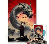 Rompecabezas japonés de 1000 Piezas Guerrero y Dragón para Adolescentes Diversión Alta precisión Manualidades y relajación Mental (38x52cm)