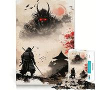 Rompecabezas japonés de 1000 Piezas Samurái Demonio para Adolescentes Juguete de razonamiento y Habilidad Divertido y Relajante Corte preciso Regalo Ideal (50x75cm)