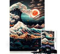 Rompecabezas japonés de Comida Ramen neón de 1000 Piezas para Adolescentes Fortalece la Memoria, Calma, relaja, Bordes Suaves Regalo increíble (38x52cm)