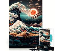 Rompecabezas japonés de Comida Ramen neón de 1000 Piezas para Adolescentes Fortalece la Memoria, Calma, relaja, Bordes Suaves Regalo increíble (38x52cm)