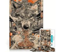 Rompecabezas japonés de Fideos Ramen Wolf para Adolescentes,1000 Piezas,Juego para estimular la Mente,Piezas sin Rebabas,Corte Limpio,fácil de Aprender,diversión para Toda la Familia (38x52cm)