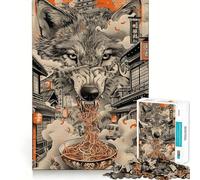 Rompecabezas japonés de Fideos Ramen Wolf para Adultos,1000 Piezas,estimulación Mental,Juego de Corte preciso,alineación, Actividad para Fortalecer los Lazos Familiares (38x26cm)