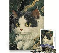 Rompecabezas japonés de Gato en Blanco y Negro para Adultos, 1000 Piezas, para ejercitar la Mente, pasatiempo Tranquilo, Cierre Seguro, Regalo Creativo (38x52cm)
