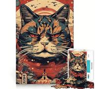 Rompecabezas japonés de Gato Enojado para Adultos,1000 Piezas,Juego de Memoria,Corte láser para un Ajuste Perfecto, aliviar el estrés (50x75cm)