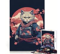 Rompecabezas japonés de Gato samurái para Adolescentes,1000 Piezas,Entrenamiento Inteligente,recreación Ligera,Corte Impecable,Sorpresa Festiva (50x75cm)