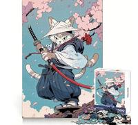 Rompecabezas japonés de Gato y Flor de Cerezo para Adolescentes, 1000 Piezas, Pensamiento estratégico, interacción Suave, Ajuste preciso, (38x26cm)