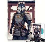 Rompecabezas japonés de Guerrero samurái Lobo para Adultos,1000 Piezas,Juego para estimular la Mente,Piezas de Ajuste preciso y sin Costuras,Actividad Relajante para Grupos en Interiores (38x26cm)
