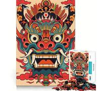 Rompecabezas japonés de máscaras Oni Yokai de 1000 Piezas para Adolescentes Actividad Divertida Que estimula el Pensamiento Agudo y Permite Cortar con precisión Regalo Ideal (38x52cm)