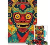 Rompecabezas japonés de máscaras Oni Yokai para Adolescentes, 1000 Piezas, Juego Relajante, Detalles Brillantes, pasatiempo Familiar, Sorpresa navideña (38x52cm)