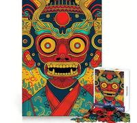 Rompecabezas japonés de máscaras Oni Yokai para Adolescentes, 1000 Piezas, Juego Relajante, Detalles Brillantes, pasatiempo Familiar, Sorpresa navideña (38x52cm)