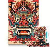 Rompecabezas japonés de máscaras Oni Yokai para Adultos, 1000 Piezas, Juego para ejercitar la Mente, pasatiempo Familiar, exhibición artística (38x26cm)