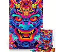 Rompecabezas japonés de neón con diseño de Oni Yokai para Adultos, 1000 Piezas, Juguete de lógica Resistente, Juego Relajante, Borde Transparente, Regalo artístico (50x75cm)