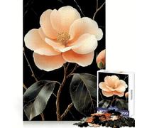 Rompecabezas japonés de Paisaje con Flores de durazno sobre Fondo Negro para Adolescentes, 1000 Piezas, Juguete para ejercitar la Mente y aliviar el estrés, Corte Premium, Regalo increíble (38x52cm)