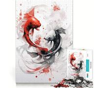 Rompecabezas japonés de Peces Rojos y Blancos para Adolescentes, 1000 Piezas, Juguete para la Mente, Escape Tranquilo, Borde preciso, Regalo increíble (50x75cm)