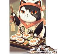 Rompecabezas japonés de Sushi Cat Chef, Divertido Rompecabezas de cartón Premium para niños y niñas, 1000 Piezas (26 x 38 cm)