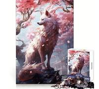 Rompecabezas japonés Kitsune Blanco de 1000 Piezas para Adolescentes Rompecabezas para desarrollar la Memoria y la Capacidad de relajación Bordes definidos Regalo navideño Acogedor (38x26cm)
