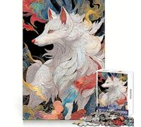 Rompecabezas japonés Kitsune Blanco para Adolescentes, 1000 Piezas, para desarrollar la concentración, Relajarse y Jugar a Encajar Un Regalo Memorable (50x75cm)