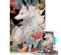 Rompecabezas japonés Kitsune de Zorro Blanco de 1000 Piezas Juego para ejercitar la Mente Artesanía de Corte experta Un pasatiempo Fascinante para los Momentos de Ocio (50x75cm)