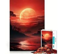 Rompecabezas japonés Luna Roja para Adolescentes, 1000 Piezas, estimulación de la Memoria, Suave, Relajante, Corte Liso, Regalo Elegante (38x26cm)