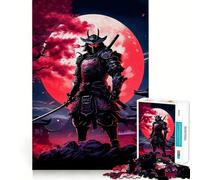 Rompecabezas japonés Luna Roja Samurái para Adultos, 1000 Piezas, Juguete Intelectual, Tiempo de Ocio, Corte de Calidad, (38x26cm)