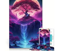 Rompecabezas japonés neón con diseño de árbol y Cascada 1000 Piezas para desarrollar la Memoria y la Capacidad de Recordar Divertido de Calidad Profesional Regalo Ideal para estimular la Mente
