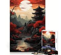 Rompecabezas japonés Rojo de 1000 Piezas para Adolescentes Fortalece la Memoria, Calma, relajación, Bordes Suaves Regalo increíble (50x75cm)