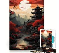 Rompecabezas japonés Rojo de 1000 Piezas para Adolescentes Fortalece la Memoria, Calma, relajación, Bordes Suaves Regalo increíble (50x75cm)