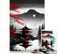 Rompecabezas japonés Rojo y Negro para Adolescentes, 1000 Piezas, Juguete para la Mente, Escape Tranquilo, Borde preciso, Regalo increíble (38x26cm)