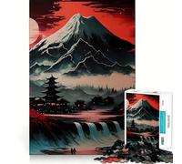 Rompecabezas japonés Rojo y Negro para Adolescentes, 1000 Piezas, Juguete para la Mente, Escape Tranquilo, Borde preciso, Regalo increíble (38x26cm)