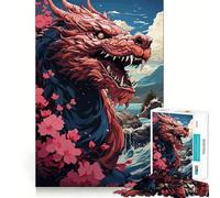 Rompecabezas japonés Sakura Dragon de 1000 Piezas para Adolescentes Juguete para ejercitar la Mente Juego de Mesa en Grupo Arte y Montaje Regalo clásico (50x75cm)