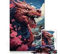 Rompecabezas japonés Sakura Dragon para Adultos, 1000 Piezas, Juego Inteligente, patrón Tranquilo y Relajante, Regalo increíble (38x52cm)