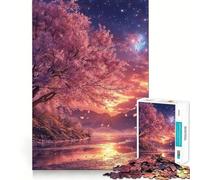 Rompecabezas japonés Sakura Sunset para Adultos, 1000 Piezas, para ejercitar la Mente, relajación, diseño de Bordes precisos, colección artística (38x52cm)