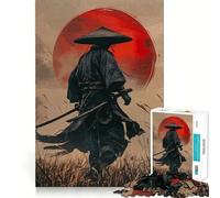 Rompecabezas japonés Samurai Luna Roja de 1000 Piezas para Adolescentes, Juego Inteligente para Jugar en Grupo, ensamblaje de imágenes, decoración de Pared (38x52cm)