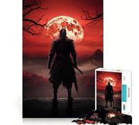 Rompecabezas japonés Samurai Luna Roja de 1000 Piezas para Adultos, Juguete de lógica Mental, Tiempo de Serenidad, Corte Firme, (38x26cm)