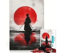 Rompecabezas japonés Samurai Luna Roja de 1000 Piezas para Adultos, Juguete Intelectual Relajante, Divertido, de Corte preciso, (50x75cm)