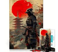 Rompecabezas japonés Samurai Moon Red de 1000 Piezas para Adolescentes, Juguete de lógica, Tren, silencioso, Divertido, Corte Suave, Regalo Encantador (50x75cm)