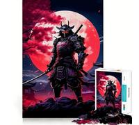 Rompecabezas japonés Samurai Red Moon de 1000 Piezas para Adolescentes, Juguete de lógica Fuerte, Tiempo en Familia, Borde Transparente, cálida Sorpresa (50x75cm)